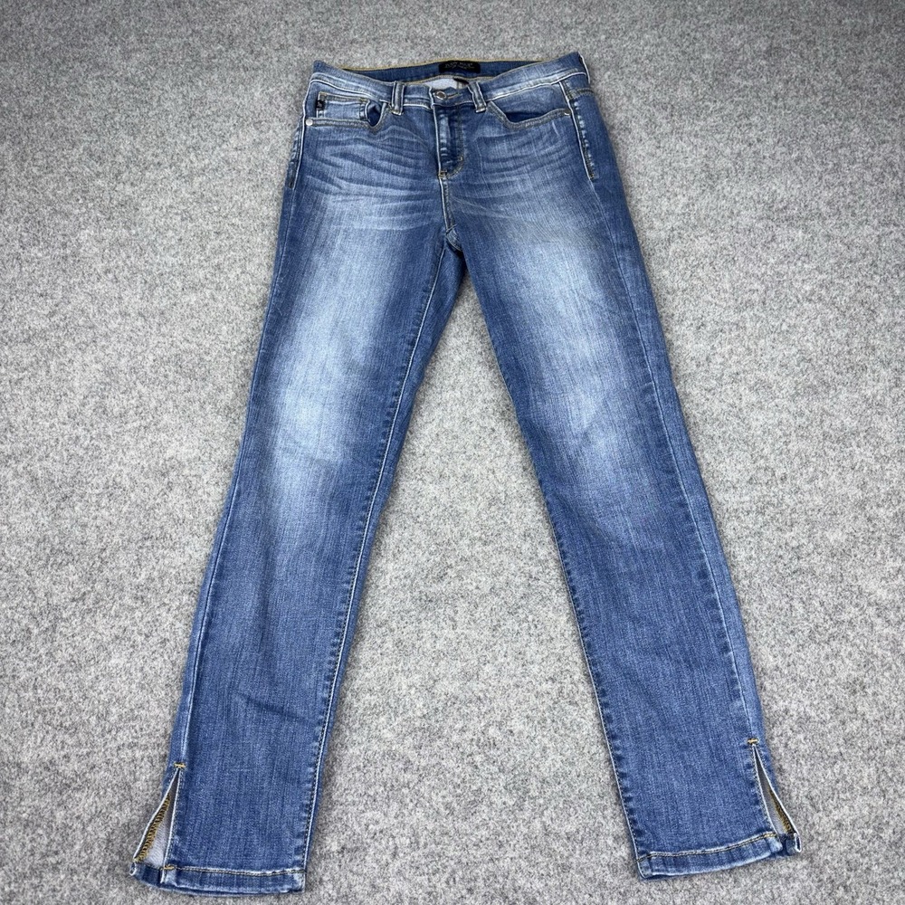Judy Blue Skinny Fit Jeans Women's 3/26 Faded Medium Wash Split Hems Stretch EUC